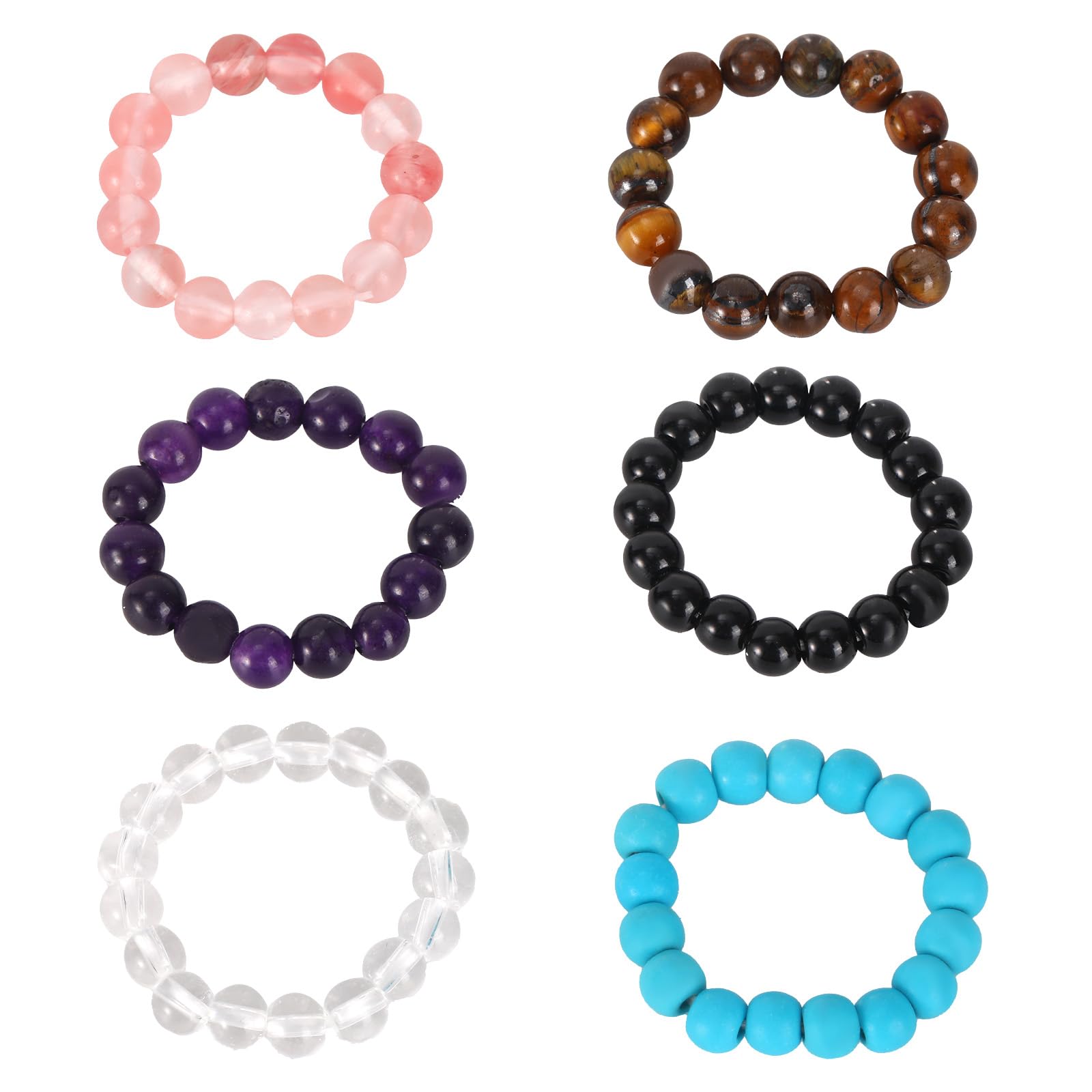 Mikovivi 6pcs Fidget Beaded Rings, Thumb Pinky Spinner Rings(6 Styles)
