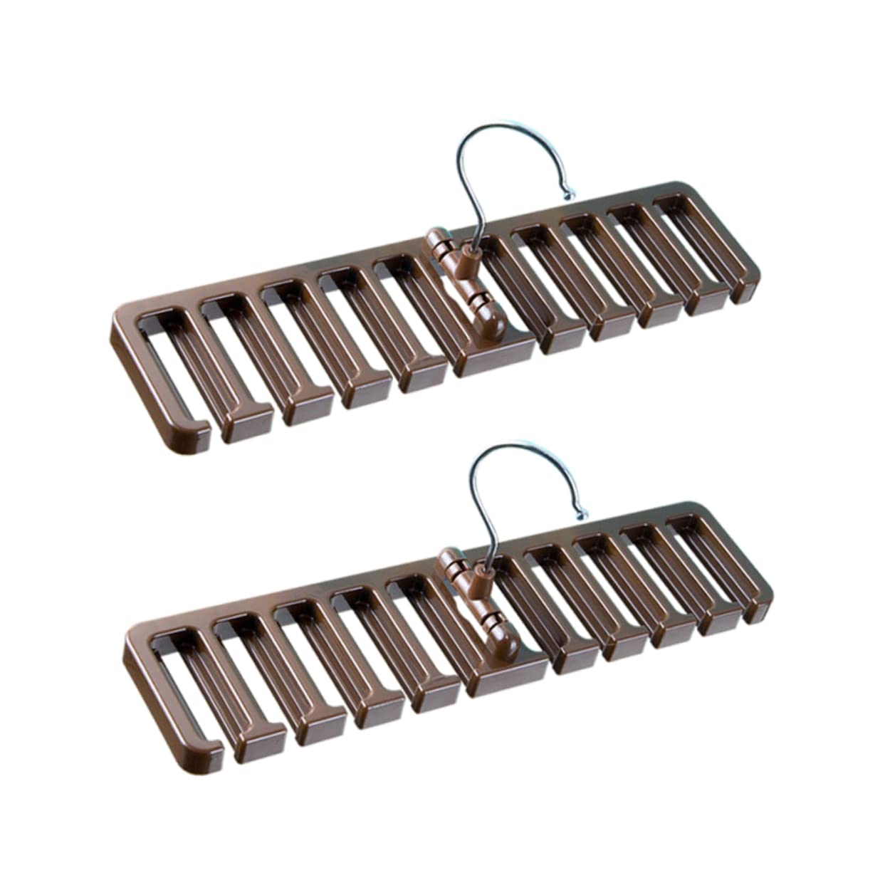 ABOOFAN 2Pcs Necktie Hanger Rack Slip Organizer for Scarves Belts Ties Closet Storage Hook for Wardrobe Bathroom Brown