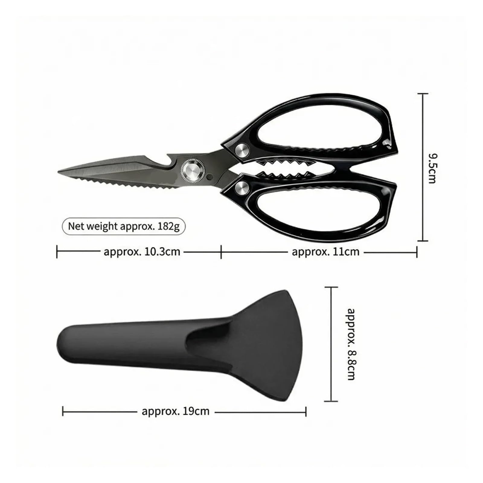 Juego de tijeras cocina multifunción titanio negro, profesionales for aves corral y huesos for cortar pollo, pato, pescado, mariscos barbacoa(Scissors)