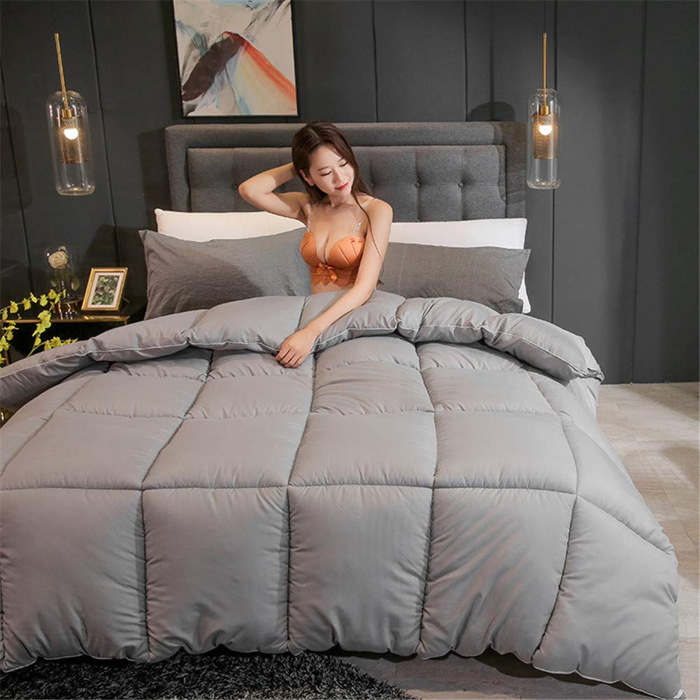 Edredón de plumas de ganso para cama tamaño King – Contiene 40% plumón, cuanto más alto sea el contenido de plumón, más lujoso es el edredón (gris, 150 x 200 cm, 2 kg)