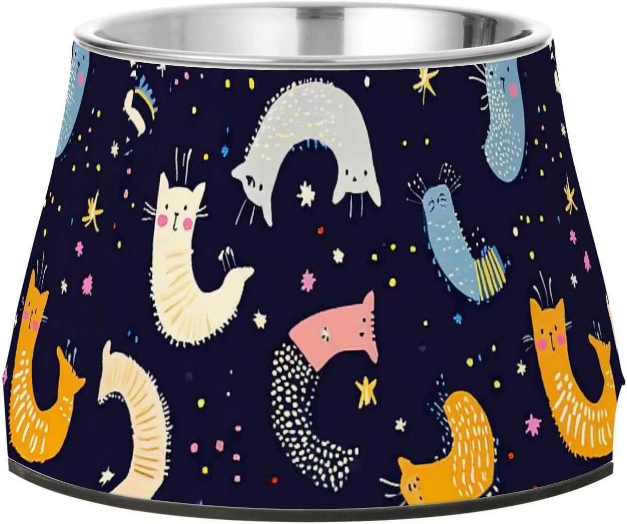 Space Stars Cats Sky Bowls for Pets with Stand Stainless Steel Pets Basic Bowls for Dogs Cats Rabbits Birds Comfort Feeding