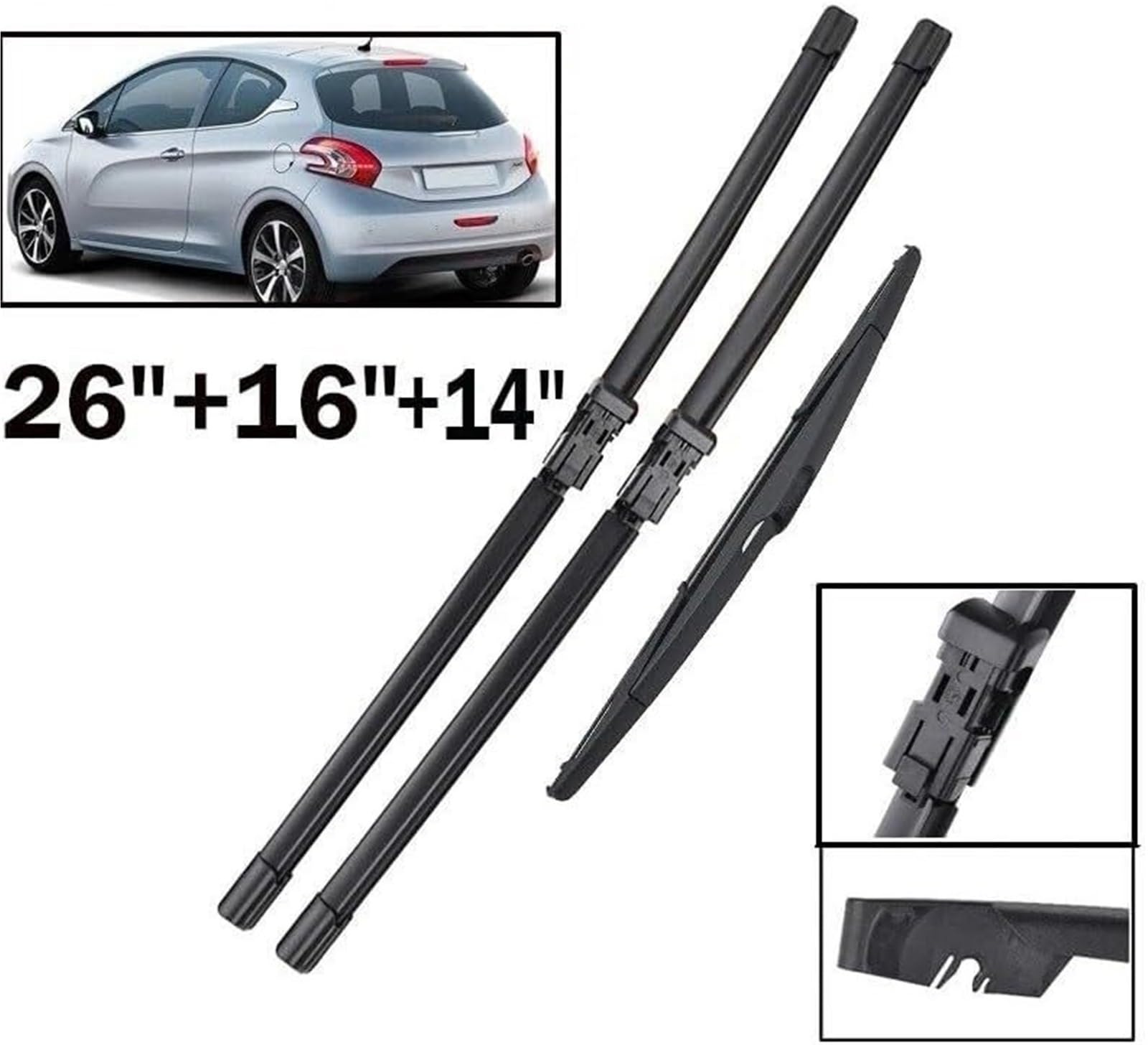 Spazzola tergicristallo Set spazzole tergicristallo anteriori e posteriori per Peugeot 208 2012-2018