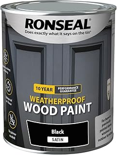 Ronseal 10 Year Weatherproof 2 in 1 Wood Paint Black Satin 750ml