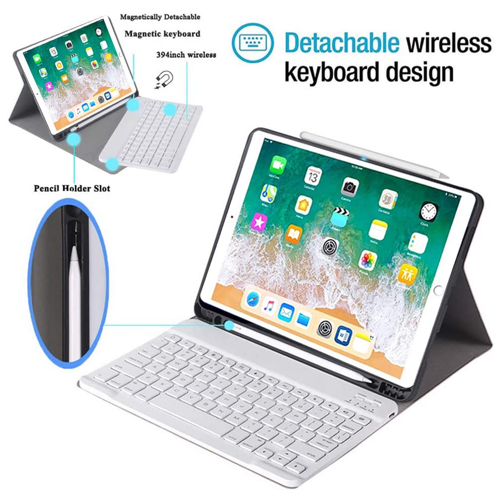 Housse Clavier pour iPad Air 2 / iPad Air - Ultra Mince Cuir PU avec Clavier Magnétique Amovible sans Fil pour iPad Air 2 (A1566 A1567) / iPad Air 1 (A1474/A1475/A1476) - Or Rose