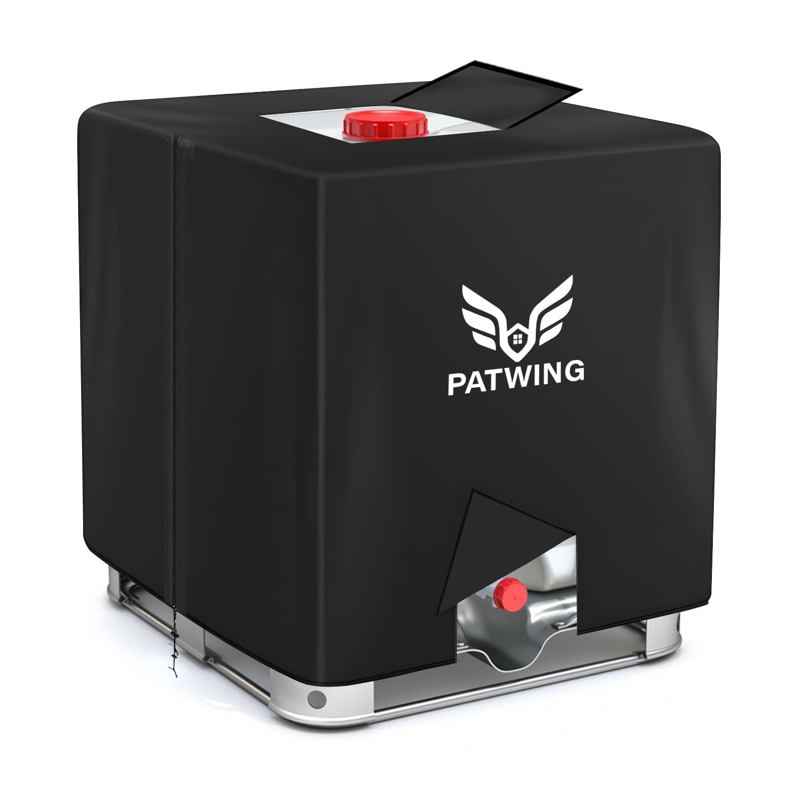 IBC Tank Abdeckung, 600D IBC Schutzhülle 1000l Wasserdicht mit Reißverschluss, IBC Container Abdeckung Wetterbeständig Oxford Stoff 120*116 *100cm(48*46*40inch)-Schwarz