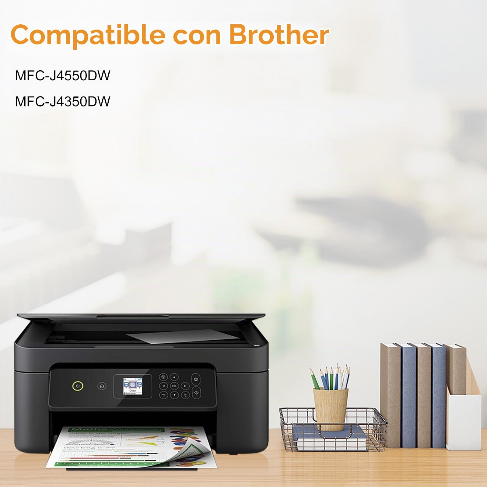 LeciRoba LC527 LC-527 Tinta para Brother LC-527BK LC-527C LC-527M LC-527Y Cartuchos de Tinta para Brother MFC-J4550DW MFC-J4350DW Impresora (paquete de 4)