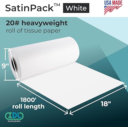 Vista 70 de IDL Packaging SatinPack - Rollo de papel de seda SatinPack de 18 pulgadas x 1800 pies, 20 pesos básicos, color cereza, hecho en Estados Unidos
