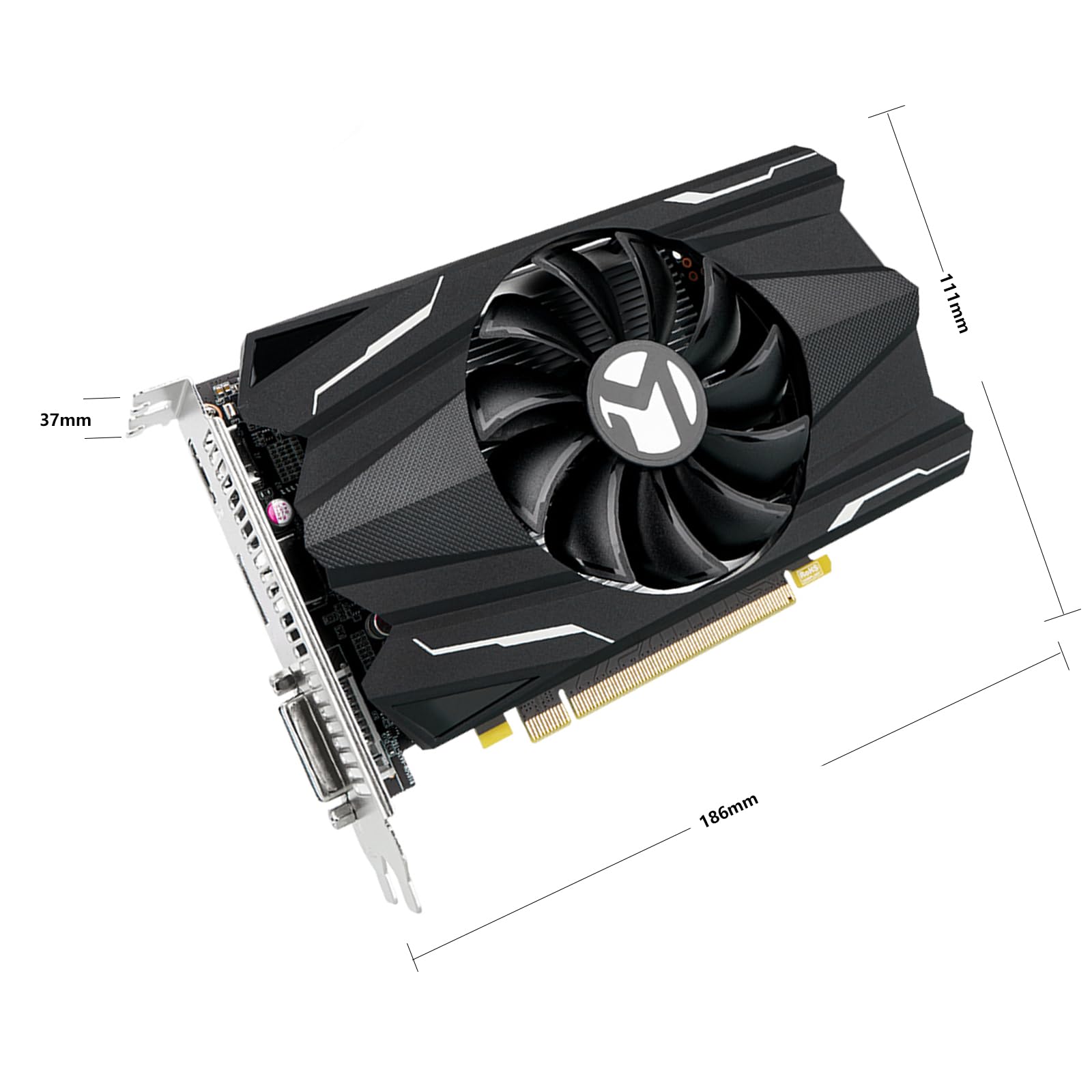 MAXSUN Geforce GTX 1050 Ti 4 Go GDDR5 128 bits Carte graphique pour jeux vidéo GPU Mini ITX Design DisplayPort, HDMI, DVI-D, système de refroidissement à ventilateur unique