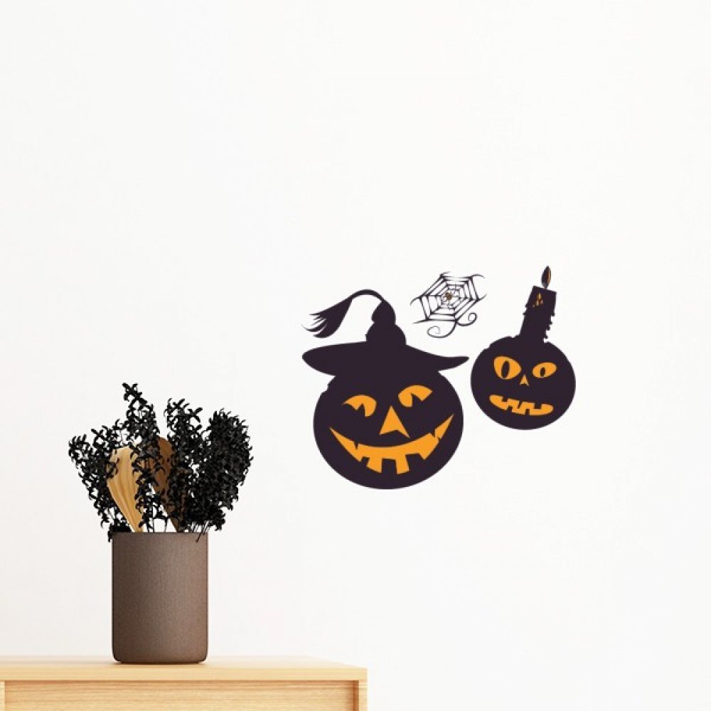 Sticker citrouilles halloween amovible pour relooker un mur sans abimer la peinture
