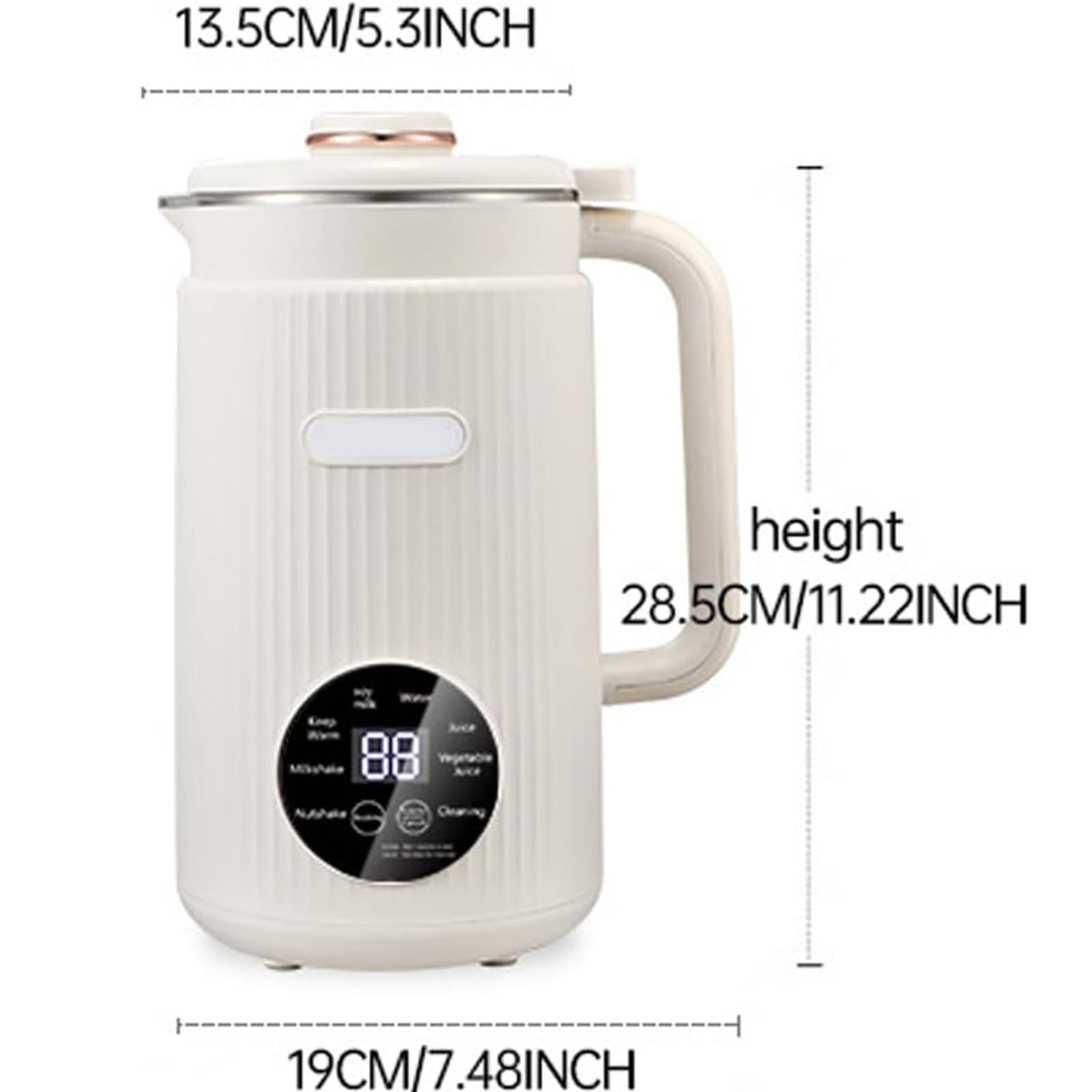 Macchina per Latte di Soia 1,5L, Macchina Automatica 9 in 1 per Latte di Noci e Avena con Smart Touch LED Display, 10 Lame, Timer 12h, Autopulente & Mantieni Caldo, Latte Vegetale per Uso Domes white