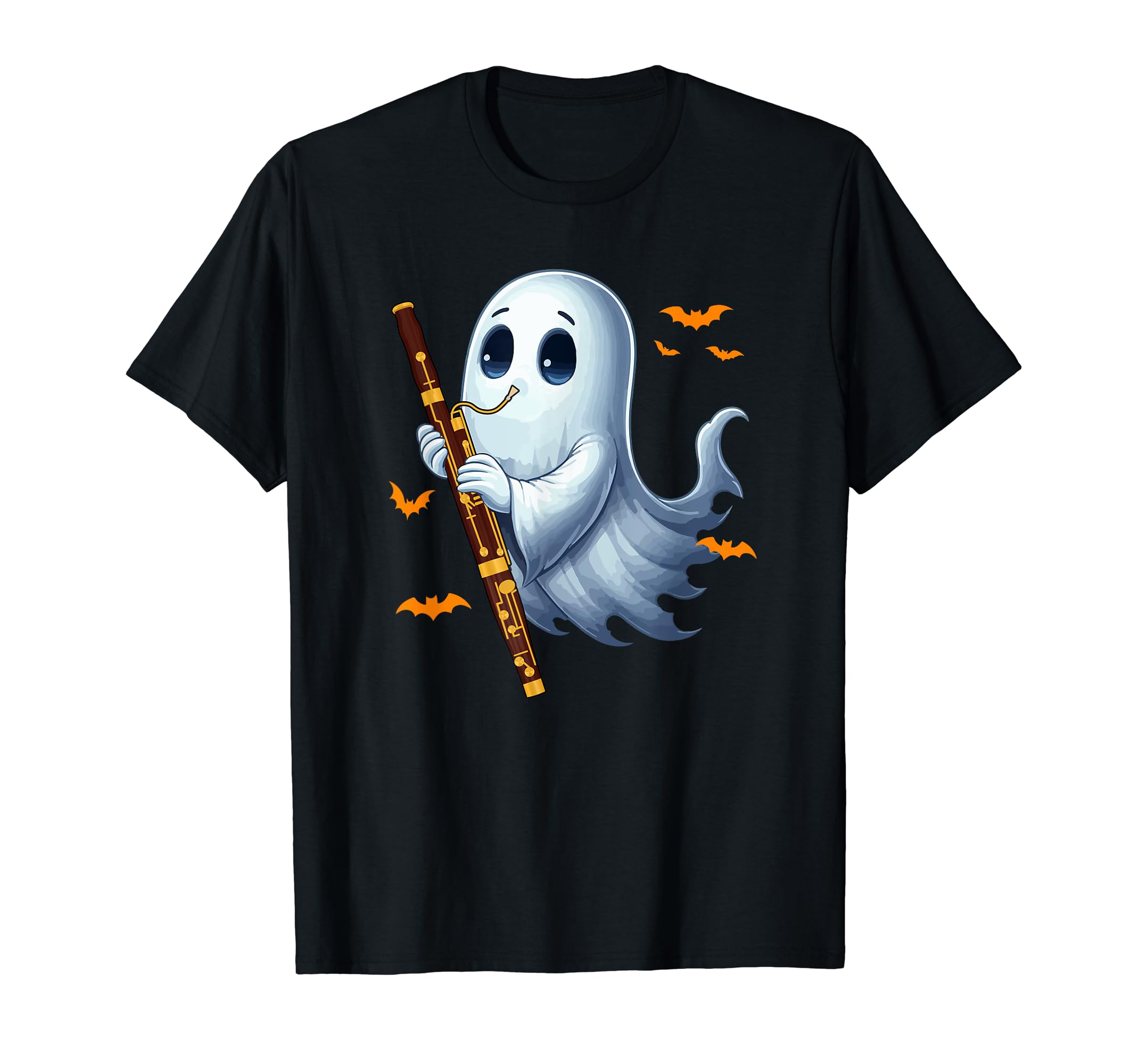 Musical, Musician Halloween CostumeBoo Ghost Playing Bassoon Halloween Musical Instrument T-Shirt