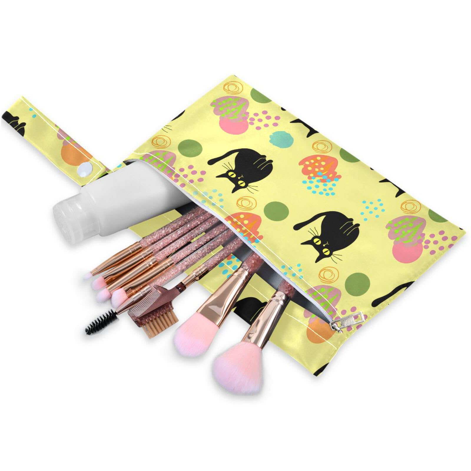 Coikll Wet Dry Bags for Cloth Diaper 2 Pack Waterproof Yoga Gym Bag for Swimsuit Wet Clothes Baby Items-?Black Cats?