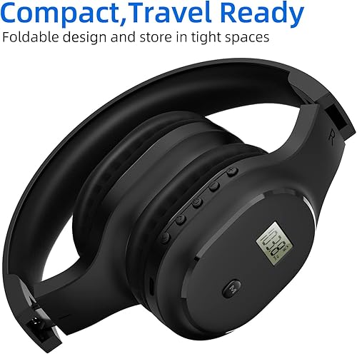 Miniatura 7 de Auriculares inalámbricos con radio FM y Bluetooth 5.0, auriculares portátiles recargables con micrófono integrado, orejeras ligeras y cómodas para