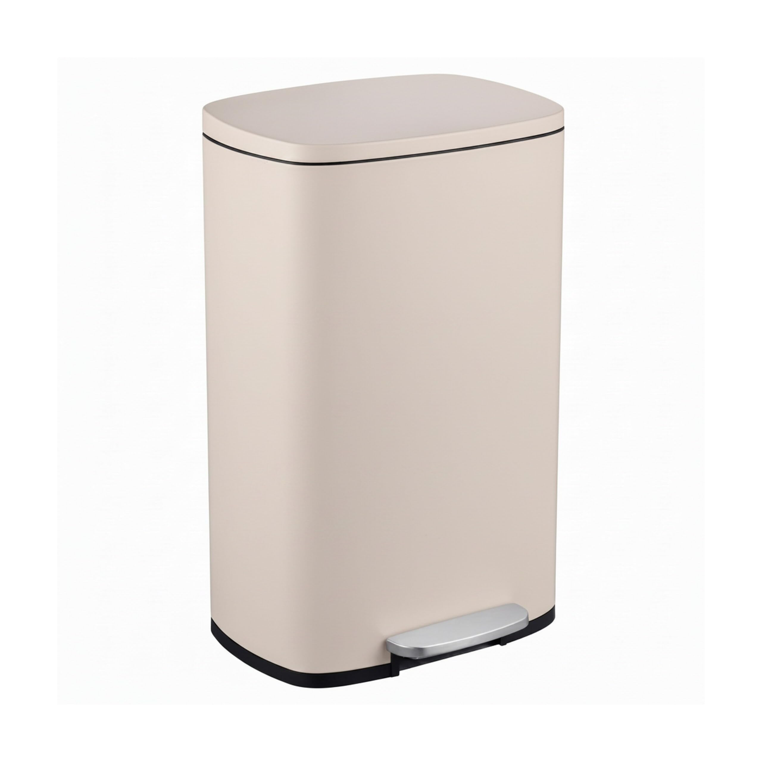Relaxdays Cubo Basura Baño 50 Litros, Papelera Cocina Cierre Suave, Pedal, Bote Residuos Rectangular, Color a Elegir