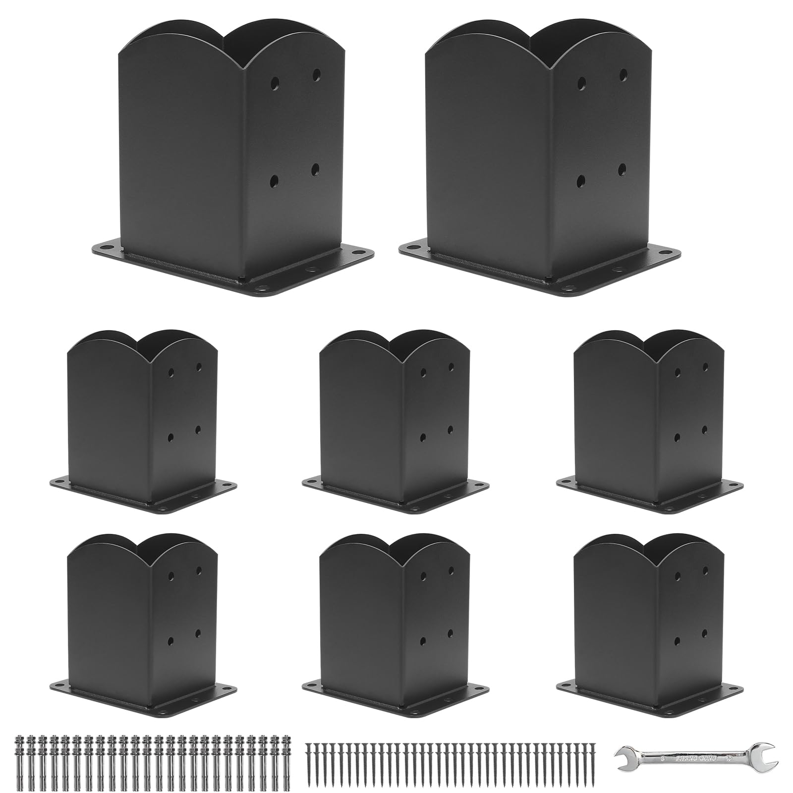 4x4 Post Base 8 Pcs,(Inner Size 3.6x3.6) Wood Fence Post Anchor,Decking Post Base,Railing Post Brackets,Heavy Duty Steel Post Bracket for Pavilion,