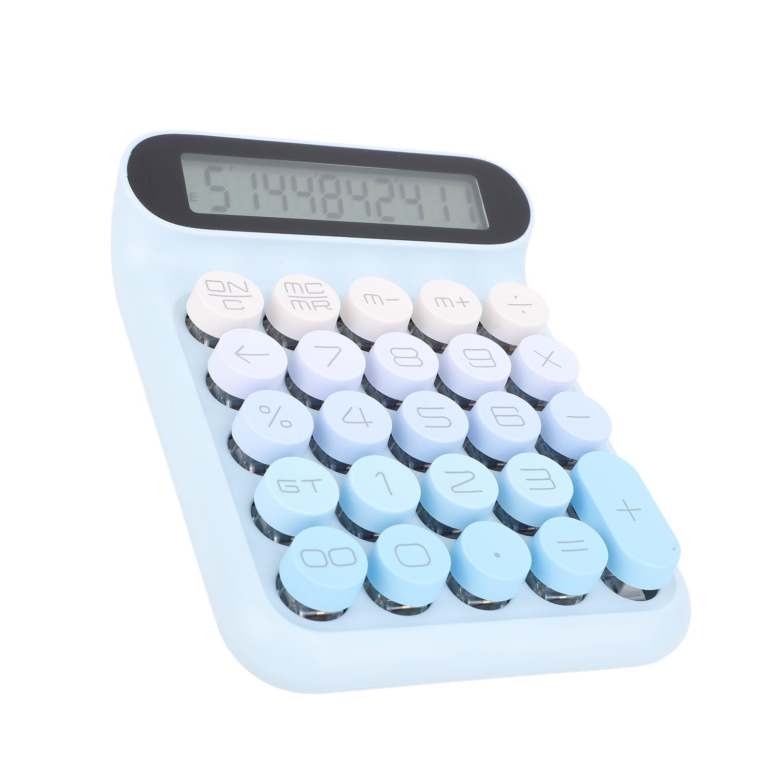 Calcolatrice a Commutazione Meccanica con Display LCD - 24 Tasti, Spegnimento Automatico, Ideale per Ufficio e Studenti (Blu)