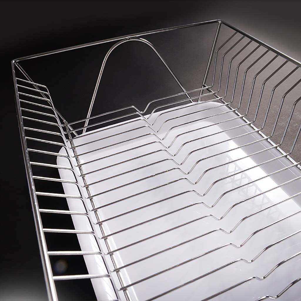 Vajilla Rejilla de Drenaje Encimera de Cocina Estante para Platos Estante Cesta de Drenaje de Frutas y Verduras Cesta de Almacenamiento de Agua de Lavado de Verduras de Acero Inoxidable