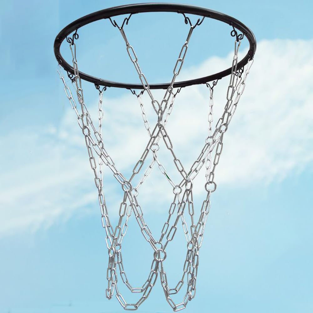 POFET Red de Cadena de Repuesto de Baloncesto de Alta Resistencia con Ganchos en S, Reemplazo de Red de Aro, Cadena de Red de Baloncesto, Gancho para el Cuello de Alta Resistencia, Equipo Deportivo