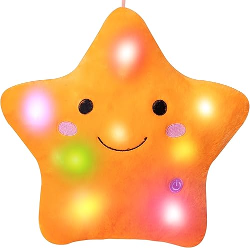 DearSun Almohadas creativas de felpa con luz nocturna colorida de 13 pulgadas, juguetes de peluche perfectos para cumpleaños, Navidad, vacaciones,