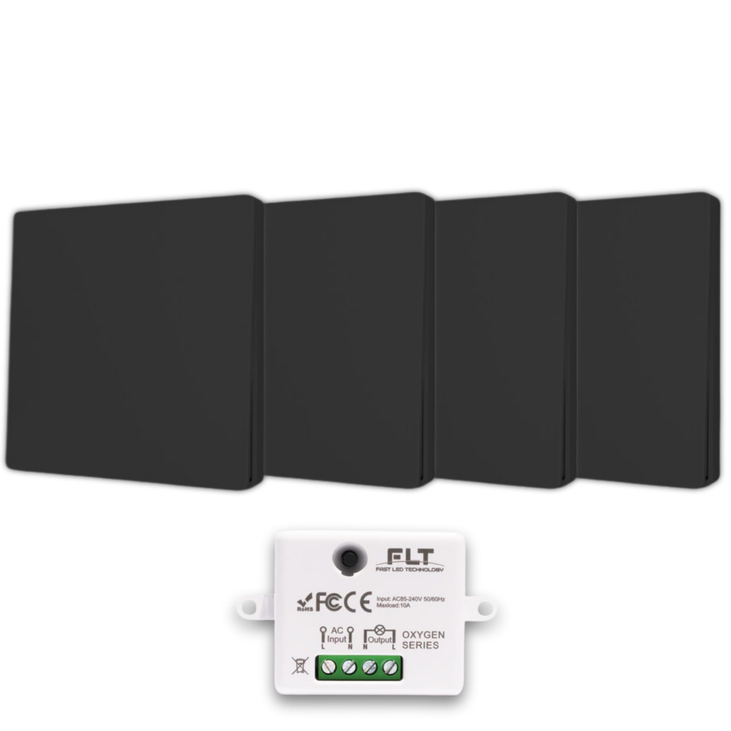 Interrupteur sans fil et sans pile Auto alimenté - Écologique - Qualité Pro - Va et vient RF 4 télécommande mural + 1 relais radio encastrable - Longue Distance - Intérieur Extérieur IP64