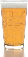 Vista 2 de Well Told Vaso de pinta grabado con mapa de Columbus Ohio, regalo de cerveza grabada (16 onzas, transparente) Pinta de mapa de la ciudad