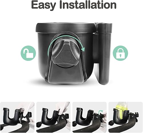 Miniatura 4 de Portavasos para cochecito con soporte para teléfono, soporte para biberón para bebé, soporte para tazas de bicicleta, soporte universal para tazas,