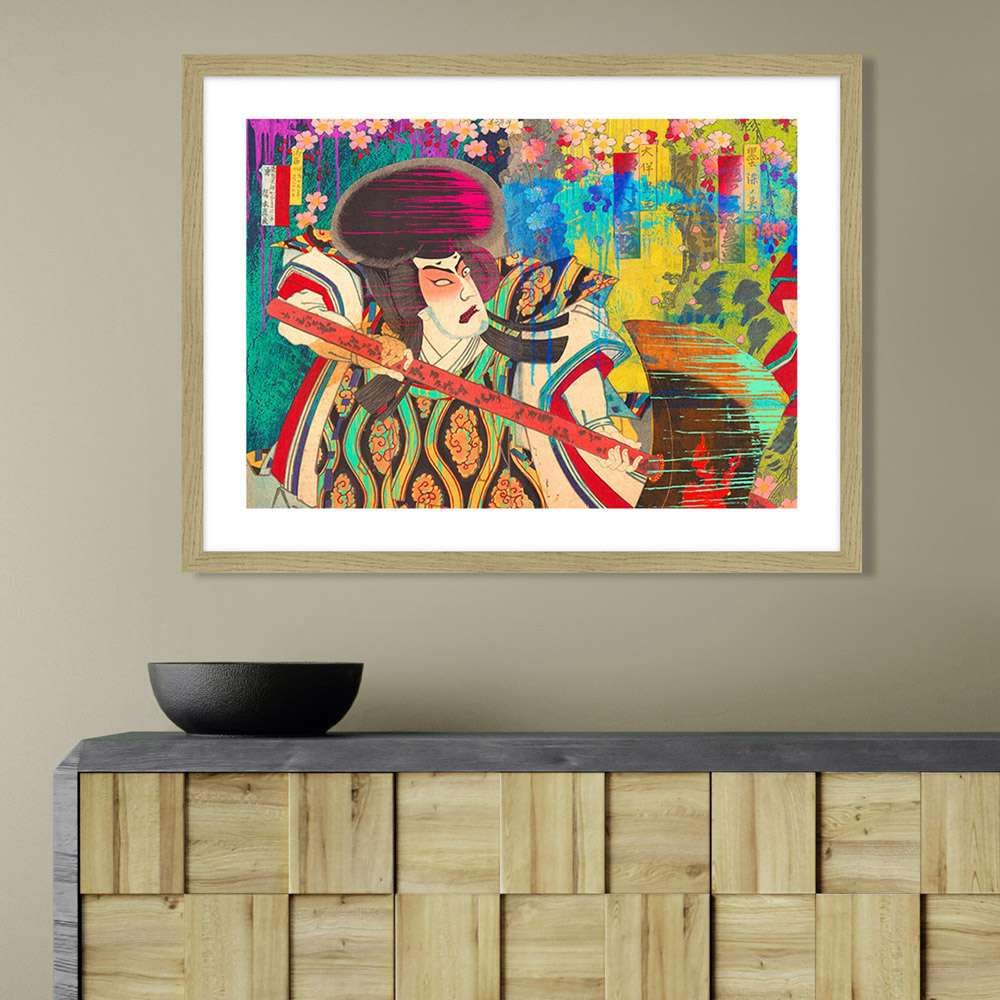 ART PRINT CAFE' Cuadro Pop Art – Chestier, Hommage to Hashimoto | Lámina enmarcada, marco roble.