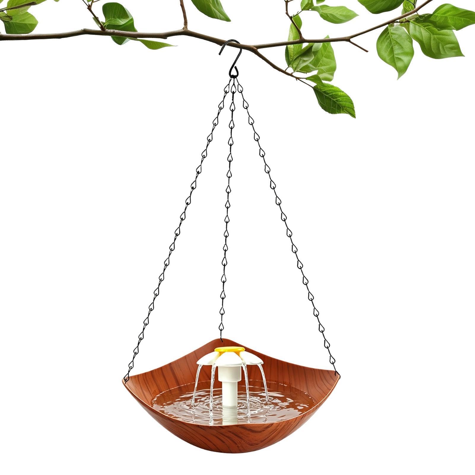 Bain d'Oiseaux pour Extérieur Mangeoire Suspendue avec Pompe Solaire | Fontaine pour Oiseaux pour Jardin, Pelouse, Parc, Arbre, Cour
