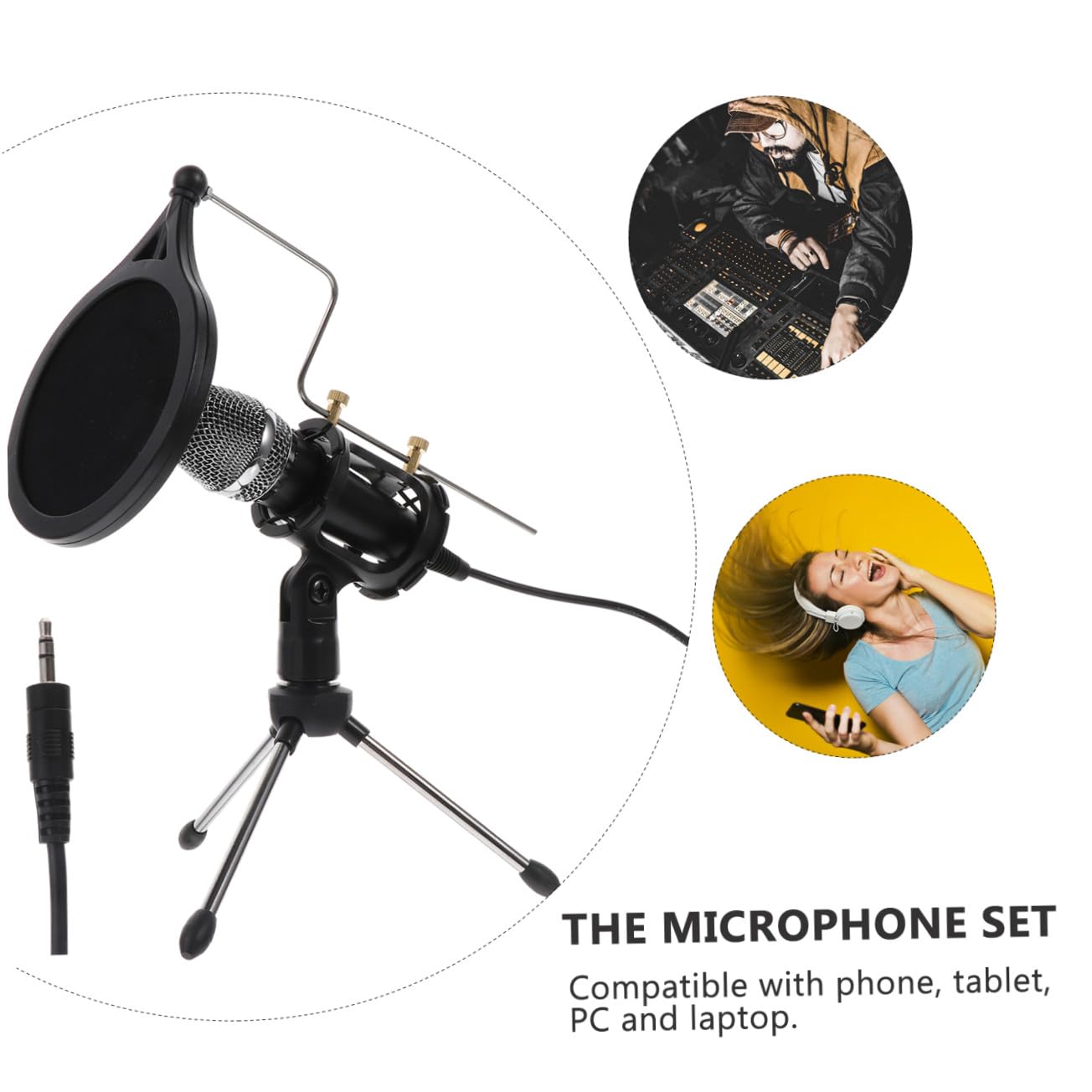 1set Microfono Condensatore Con Treppiede e Accessori Per Registrazione Completo Per Smartphone Nero