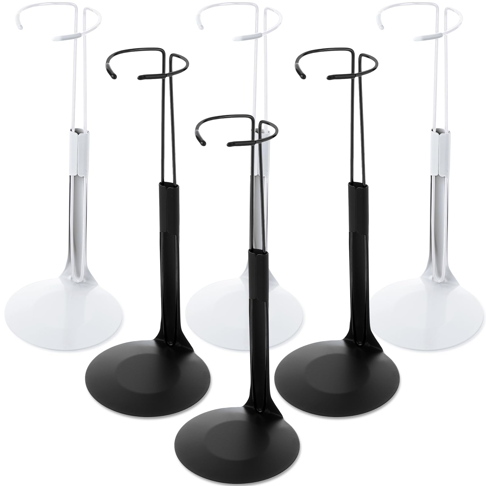 Yaocom 6 Pcs Adjustable Doll Stands for 12 Inch to 18 Inch Dolls Display Stand with Expandable Waist Wire Action Figure Display (Black and White)