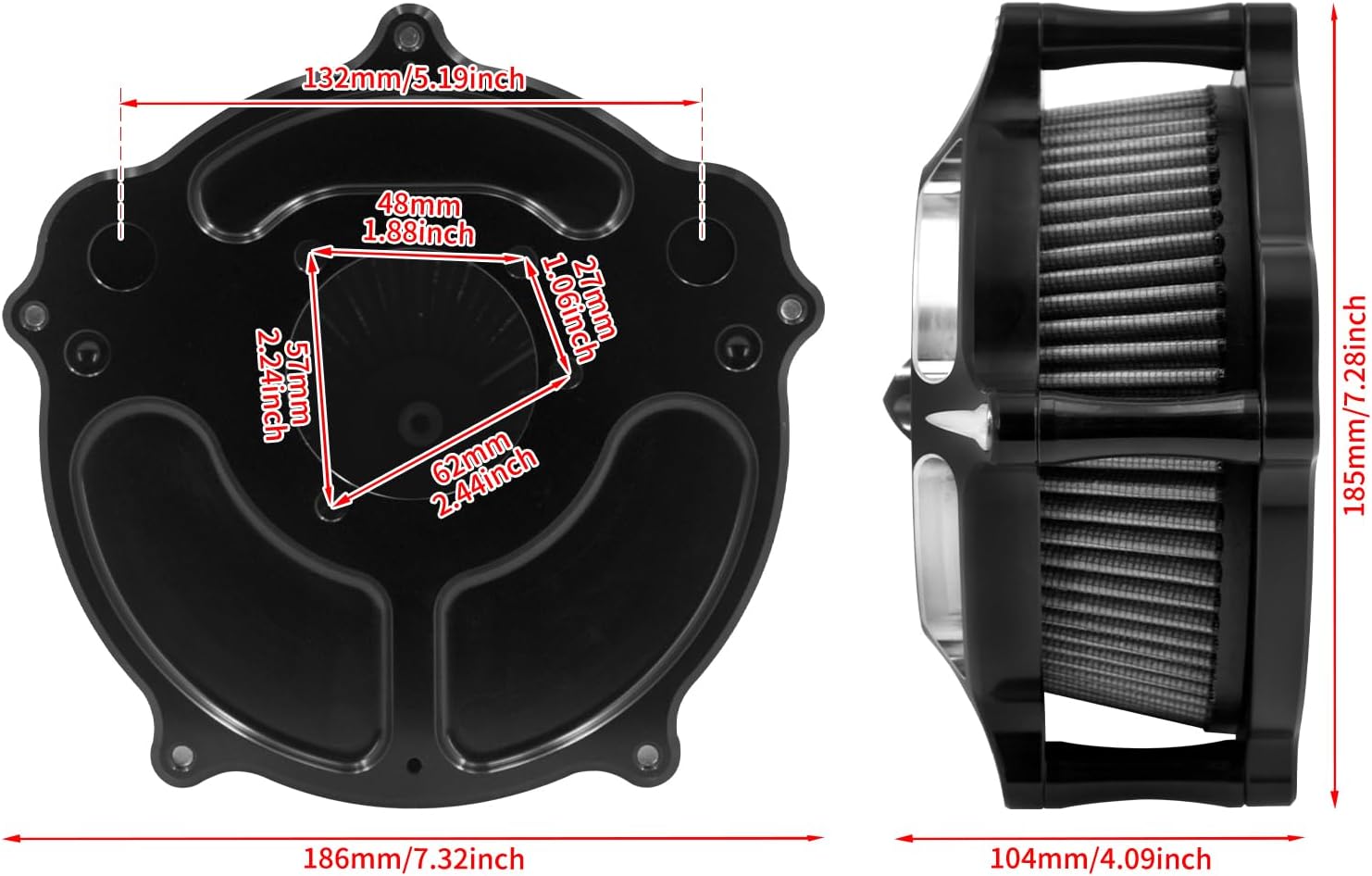 Air Filter Motorcycle Air Cleaner Intake System Harley Fit for Sportster XL 883 1200 2004-2022