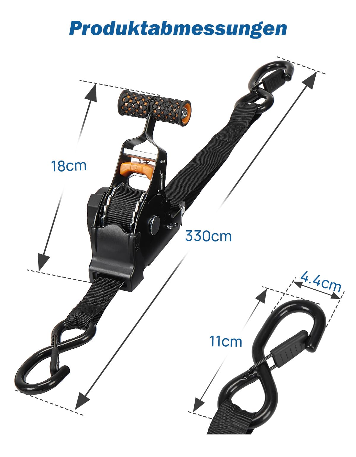 JOYTUTUS Sangles a Cliquet Automatique 3m 25mm Sangles d'Arrimage 680Kg Résistance de Rupture Sangle Demenagement Sangle Moto Elingue de Levage Enrouleur Sangles Automatique pour Moto Voiture Camion
