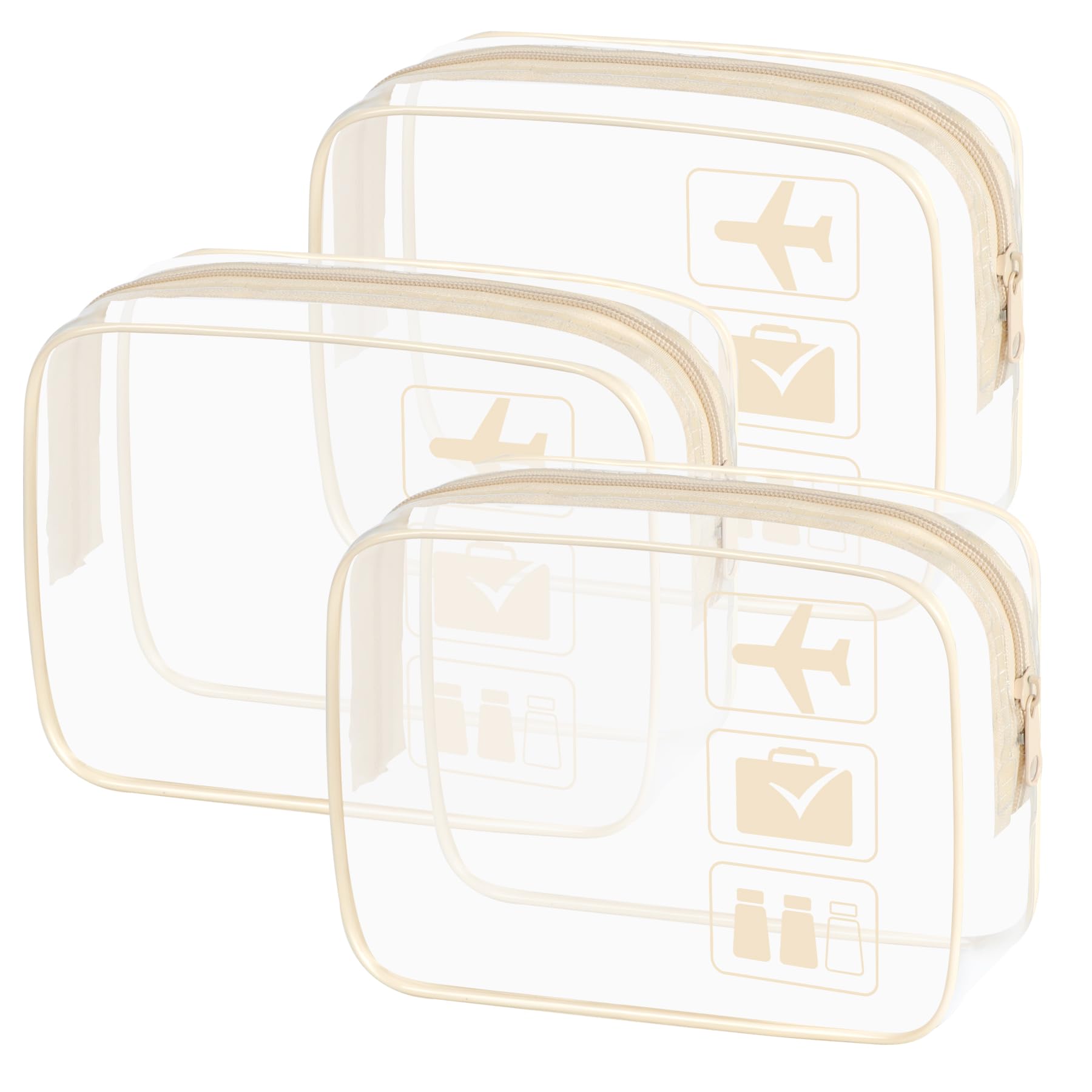 sogiv 3Pcs TSA Approved Toiletry Bag, Clear Travel Toiletry Bag, Clear Makeup Bag, Waterproof Travel Makeup Cosmetic Bag, Carry On Airport Airline