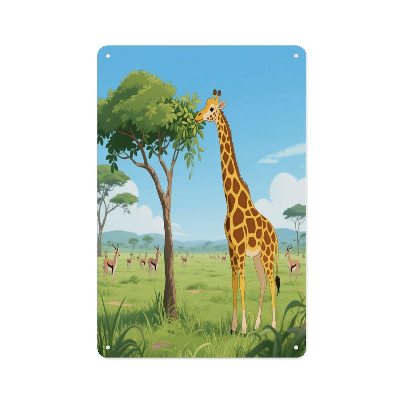 FekiLoot Giraffe Eating Leaves Wall Decor Metal Signs Tin Signs Poster