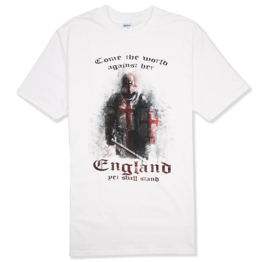 Senlak Warrior Come The World Against Her, England Yet Shall Stand T-Shirt White Small