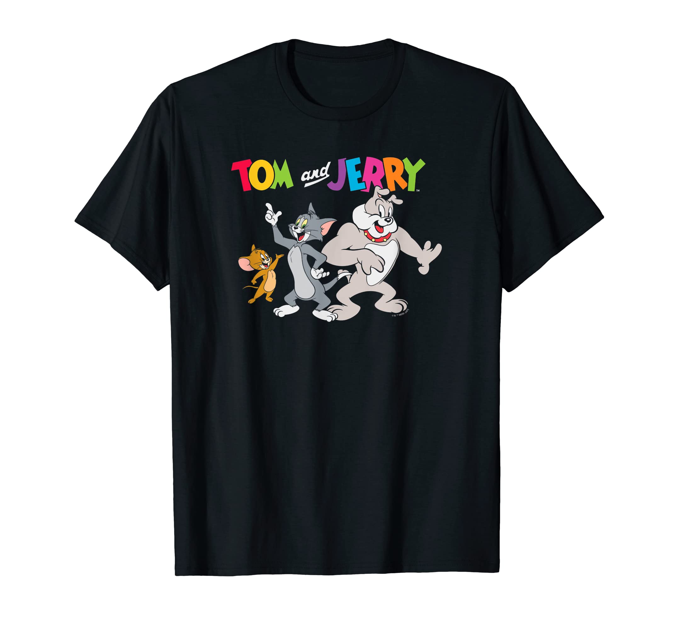 Tom and Jerry Group Shot Rainbow Text T-Shirt