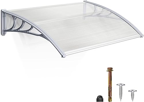 Miniatura 14 de MCombo - Toldo de policarbonato para ventana de exterior de 78.2 pulgadas, lámina hueca, toldo para puerta de patio