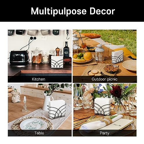 LEVIMETREE Napkin Holder for Table – Black Iron Upright Napkin Dispenser for Paper Napkins, Napkin Dispenser for Kitchen Dining, Cocktail Picnic Bar Modern Kitchen and Dining Decor, Servilletero