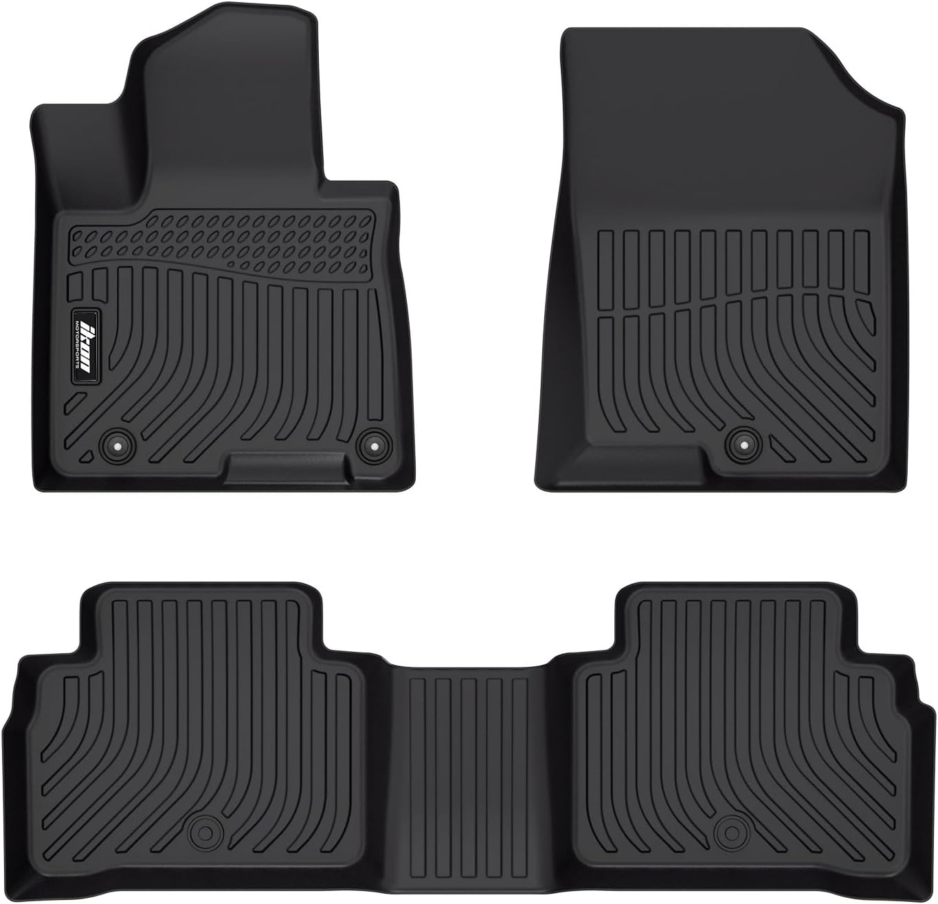 IKON MOTORSPORTS 3D TPE Floor Mats, Compatible with 2022-2025 Hyundai Tucson Non-Hybrid, All Weather Waterproof Anti-Slip Floor Liners, Front & 2nd Row Full Set Car Interior Accessories, Black