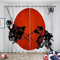 Paneles Japoneses Para Habitaciones Juveniles loyaltyer Cortinas Dormitorio Blanco, Arte japonés Cortinas Opacas Cortinas Termicas AntiRuido Cortinas con Ollaos para Infantiles Habitaciones Juveniles Cortinas Salon, 2 Piezas 140x175 cm (An X Al)
