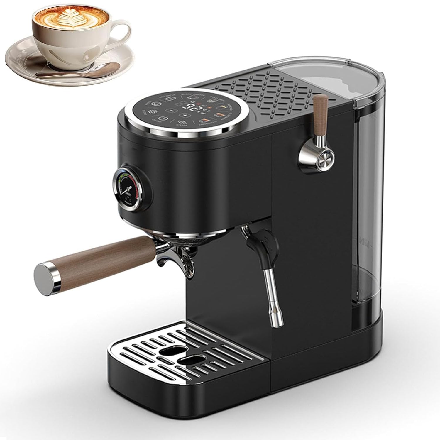 XCSCUK Semi-Automatic Coffee Machine, Espresso Maker,50-100ml Adjustable, with Touchscreen & 58mm Portafilter,for Hot/Cold Brew (Black)