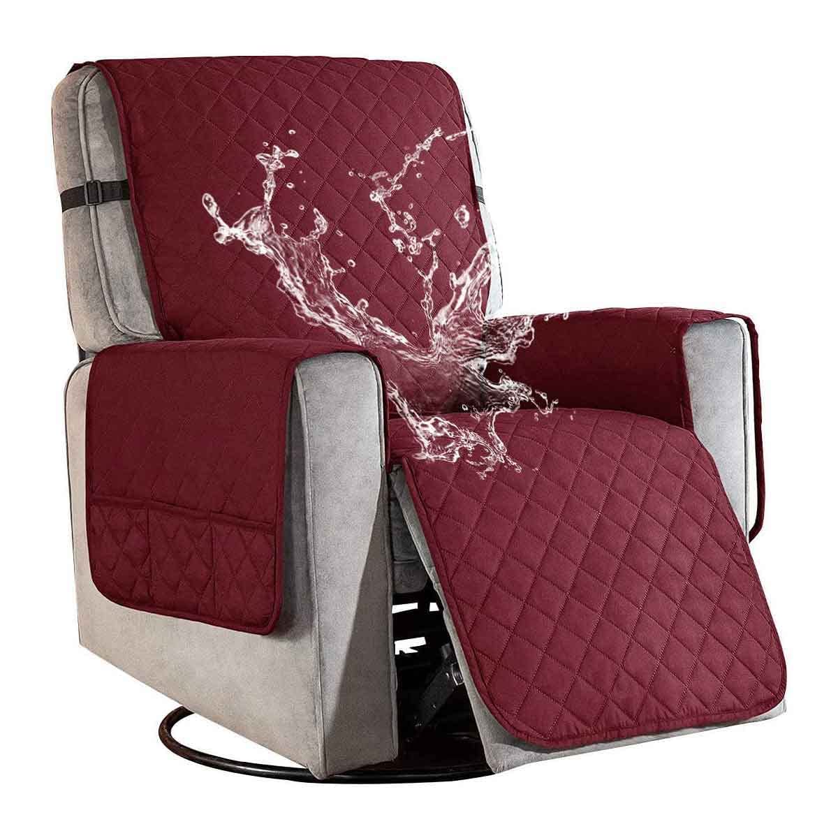 Whakano Sesselschoner Mit 2 Taschen 40x110cm - Armlehnenbezug Wasserfest Grau