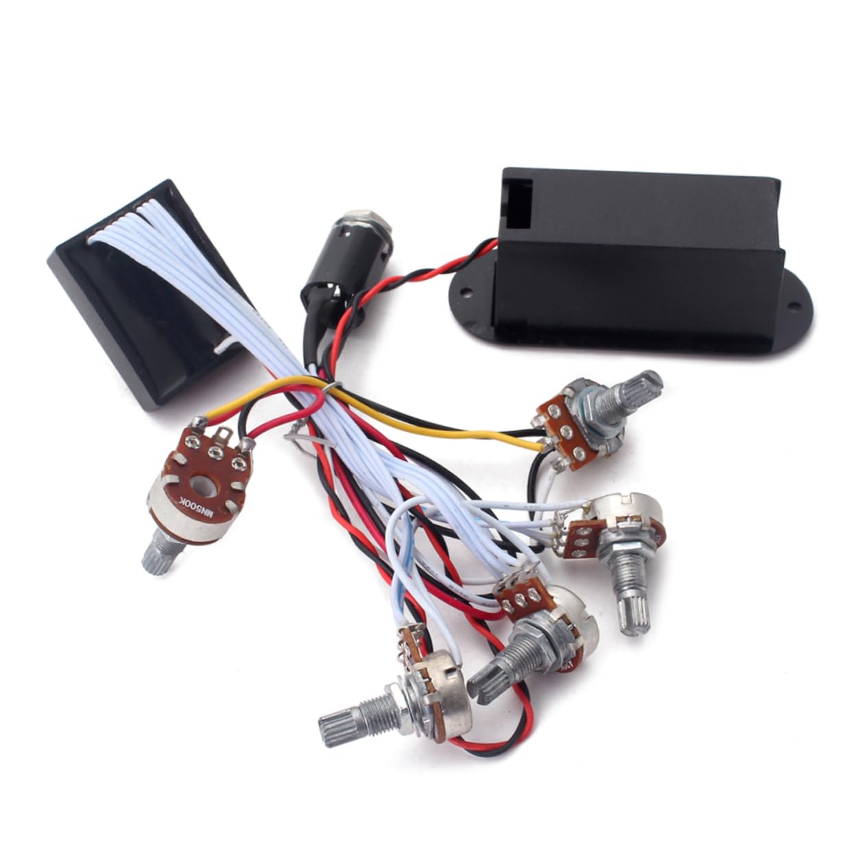 Mikikit 3stücke Band Equalizer Für Bassgitarre Eq Vorverstärker Mit Tonregelung Kabelbaum Und Aktiven Pickups Geeignet Für Verschiedene Bassgitarre-modelle Schwarz