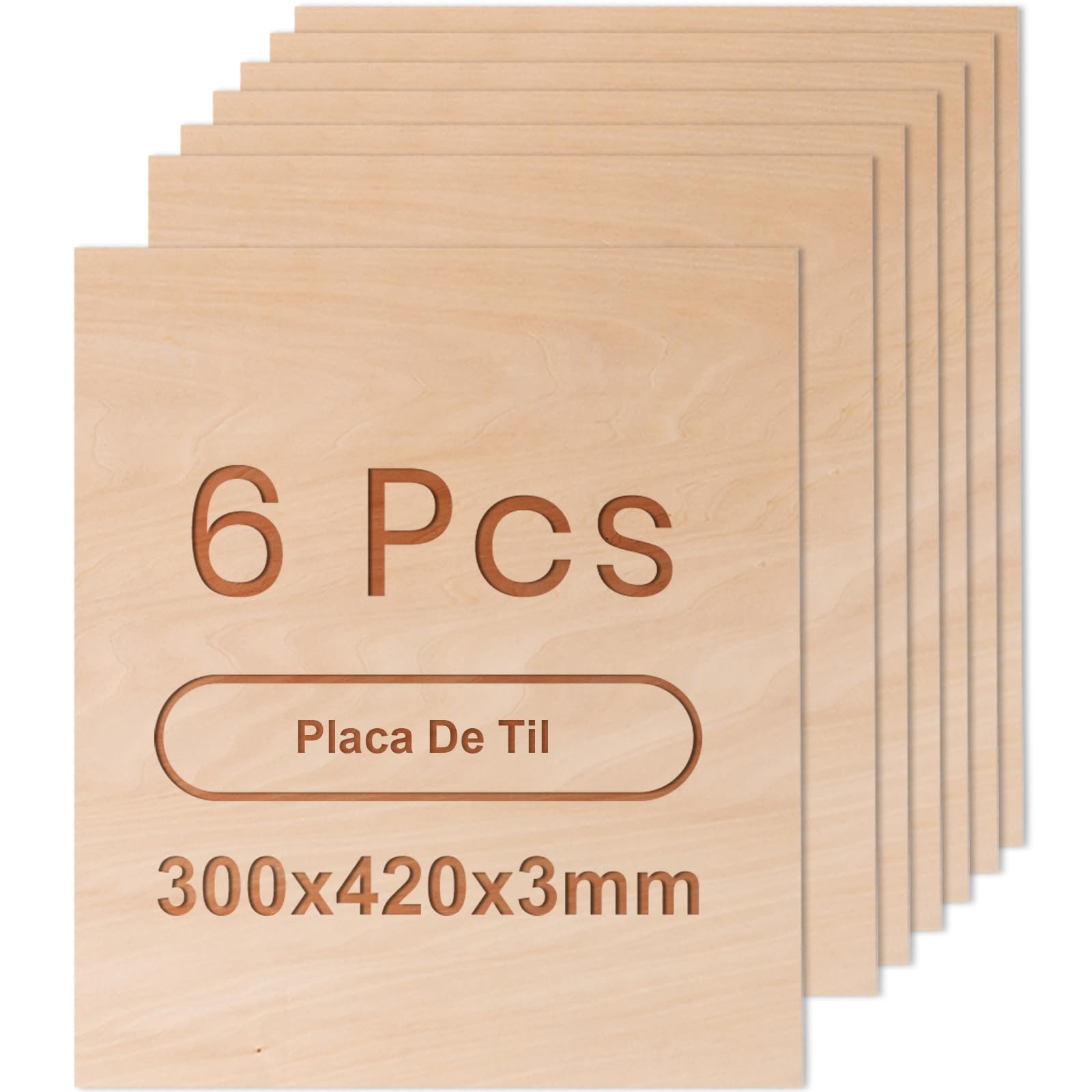 Hojas de Contrachapado de Tilo 6PCS 420x300x3mm Tablero de Contrachapado A3 para Grabado y Corte por Láser Pintura Artesanía en Madera