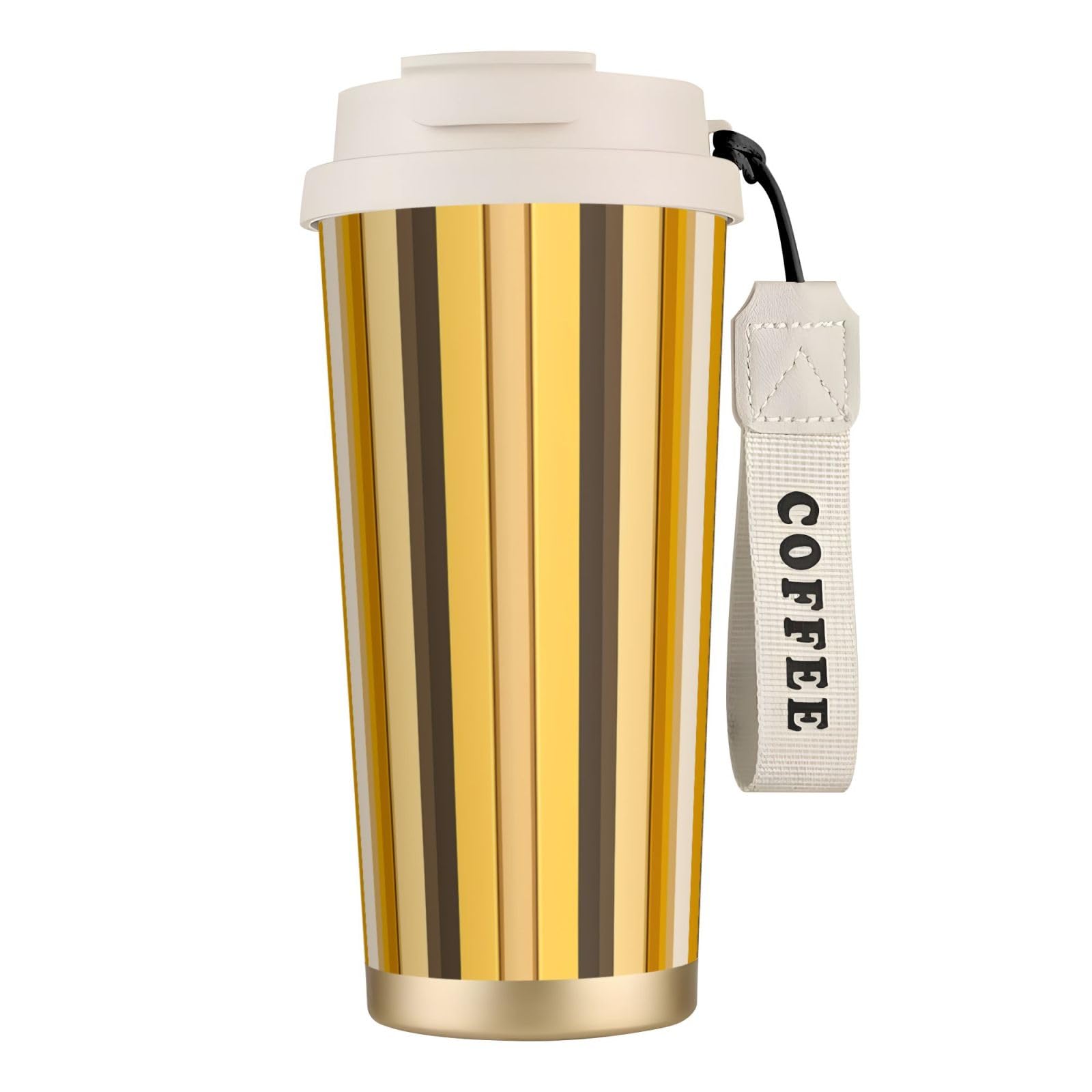 18oz Tumbler Yellow Stripes Coffee Mug Insulated 316 Stainless Steel Vacuum Tumbler for Hot & Cold Drinks Reusable Thermos Cup Iced Tea Mug Gifts for Women Men Travel Water Bottle