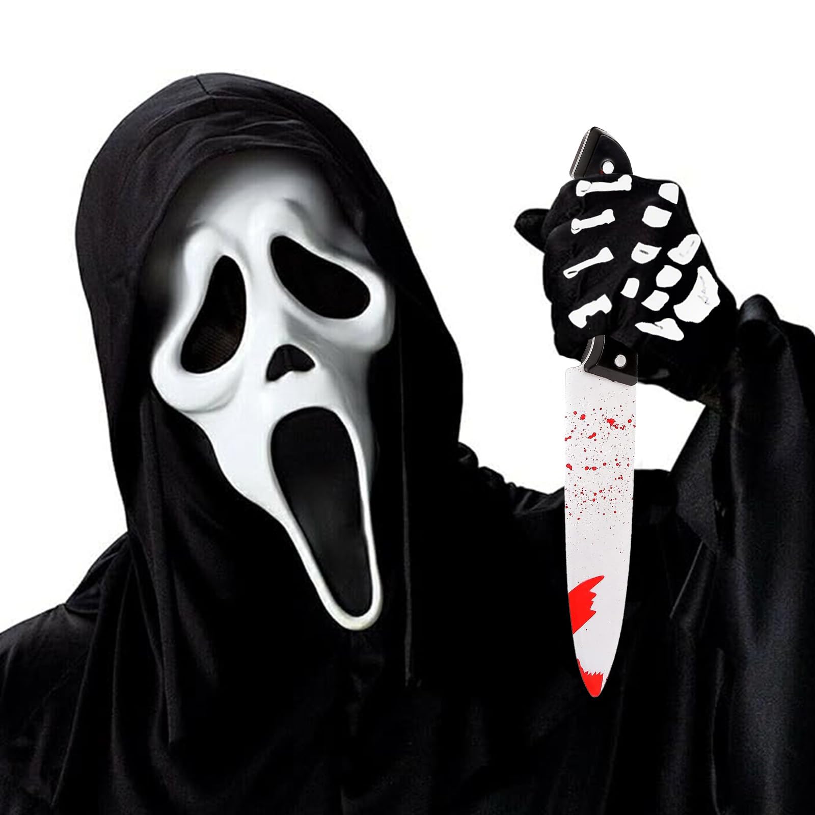 Conponous Horror Latex Scary Mask for Halloween Party Cosplay (White)