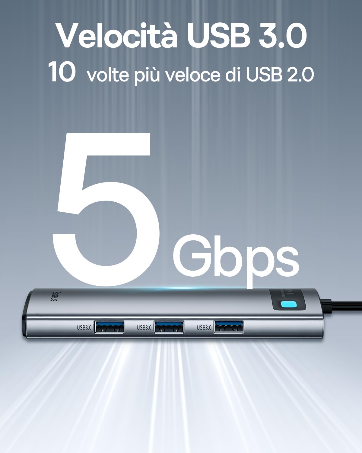 Baseus Hub USB C 8 in 1 Adattatore con 4K HDMI, Gigabit Ethernet, 100W PD, 3 USB A 3.0, Lettore Schede SD/TF, Docking Station per Laptop MacBook Pro/Air, Surface Pro, iPad Pro, Dell, Steam Deck usw