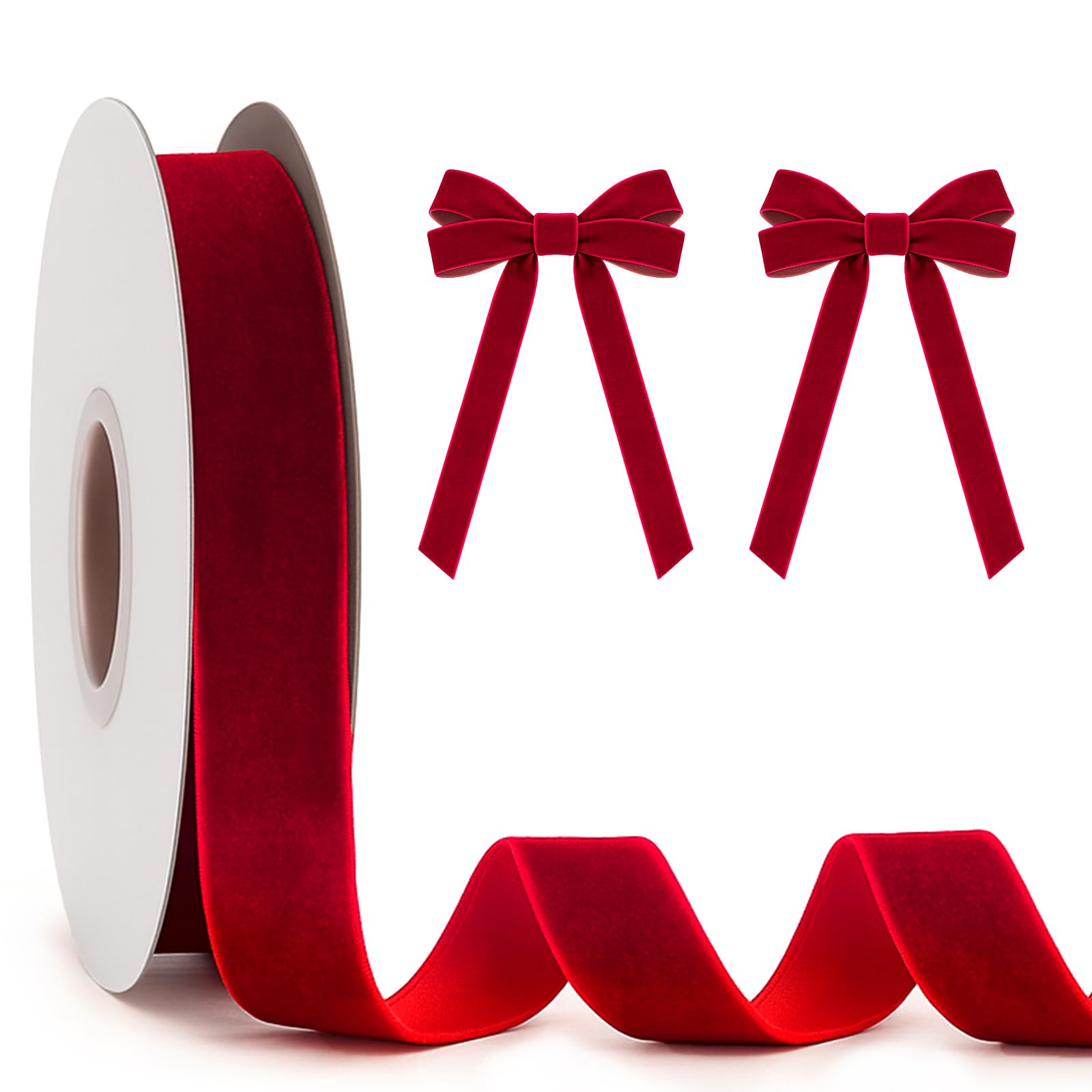 KINGLAKE 20mm Red Velvet Ribbon for Gift Wrapping, 10M Thick Ghristmas Ribbon for Xmas Tree Decoration, Hair, Bows Making, Crafts