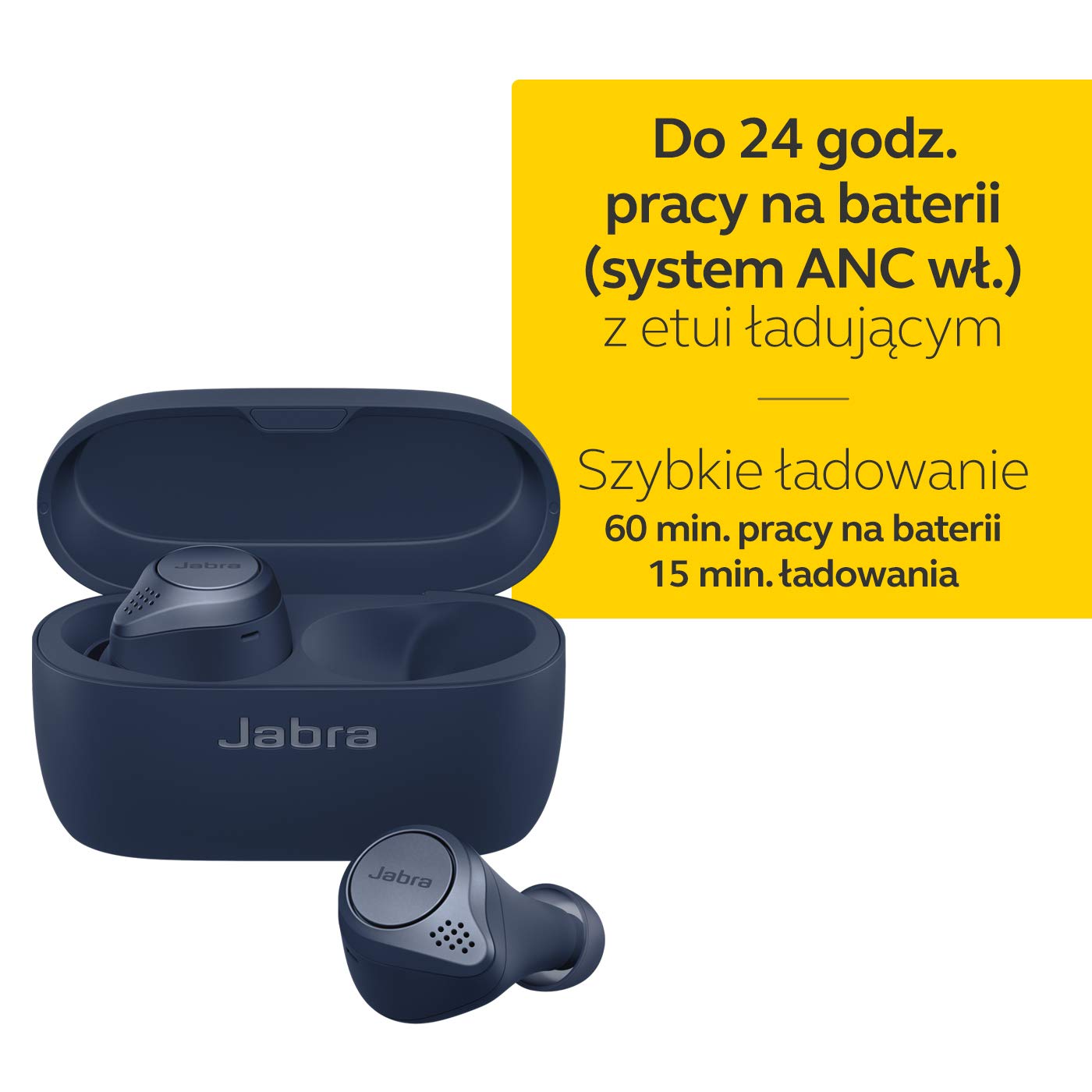 Jabra Elite Active 75t - prawdziwie bezprzewodowe, sportowe słuchawki douszne z pasywną redukcją szumów i długą żywotnością baterii do połączeń i muzyki - granatowy