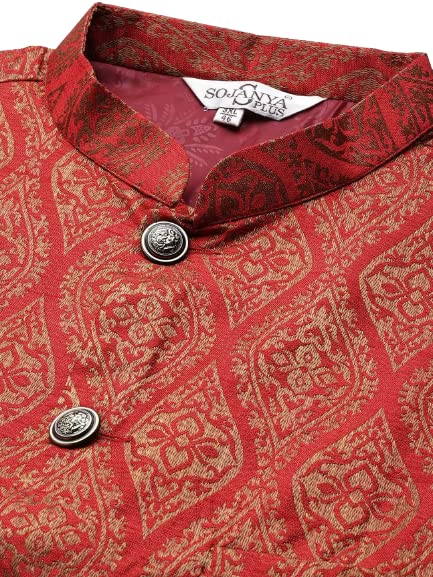 Image of SOJANYA (Since 1958, Men's Silk Blend Grey Kurta Pyjama & Silk Blend Jacket Combo